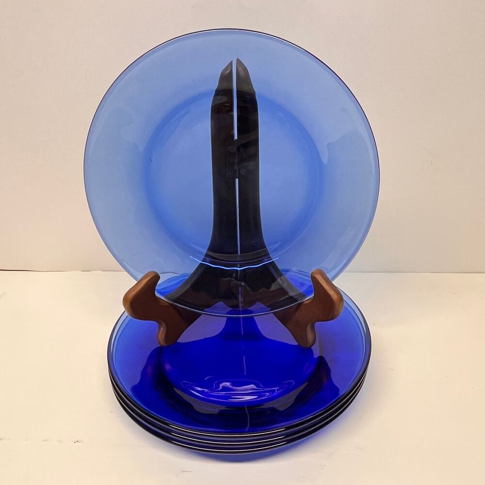 Libbey Glass Moderno Mediterranean Blue Salad Plate Set of 4
